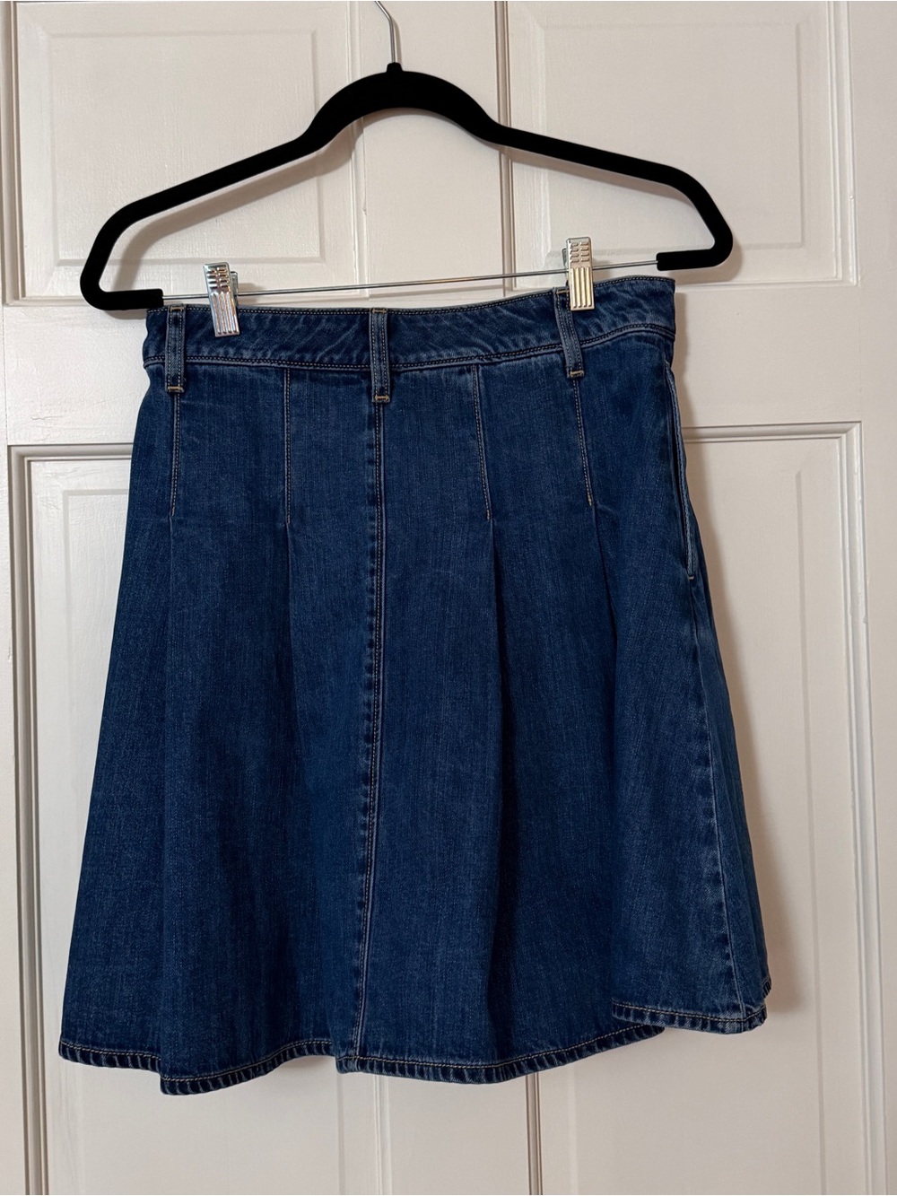 Lands' End NWT SZ 6 Dark Blue Denim Mid Rise Skater/Flare/Pleated Skirt - Picture 7 of 7